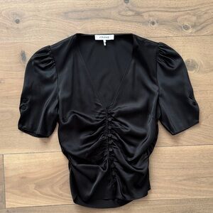 Frame Denim Elegant Black Satin Blouse